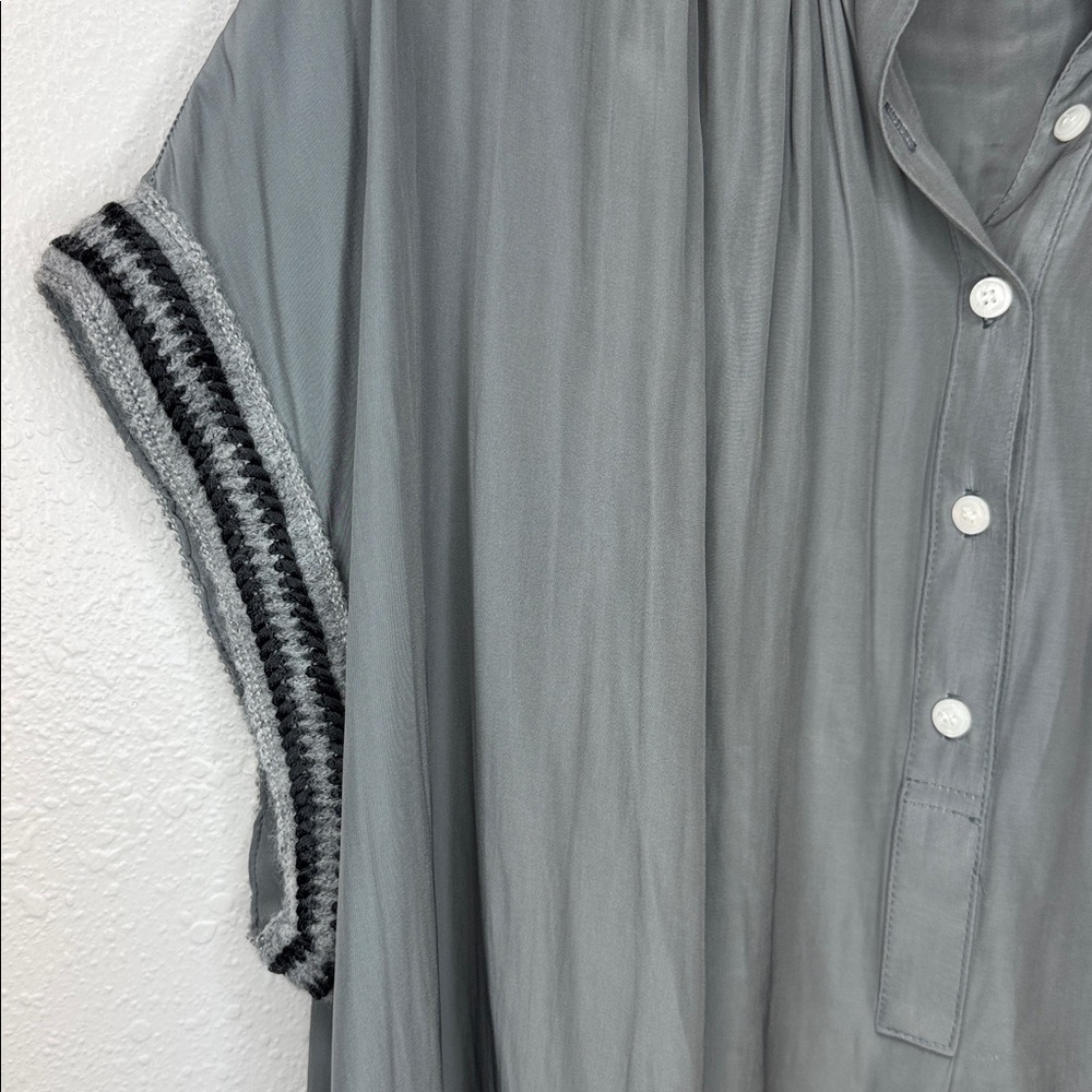 KOCH Fern Pullover Boho Crotchet Charcoal / Greige Relaxed Blouse - XS - Picture 12 of 14